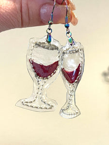 Pendientes de copas de vino y copas de champán para vinilo transparente
