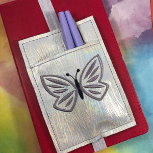 Diseño de bordado Primavera Butterfly Pen Pocket en el aro (ITH)