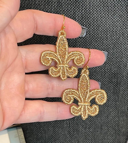 Fleur De Lis FSL Earrings - In the Hoop Freestanding Lace Earrings