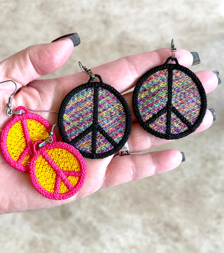 Peace Sign FSL Earrings - In the Hoop Freestanding Lace Earrings