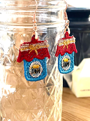 Jam Jar FSL Earrings - In the Hoop Freestanding Lace Earrings