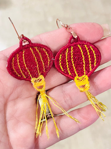 Chinese Lantern FSL Earrings - In the Hoop Freestanding Lace Earrings