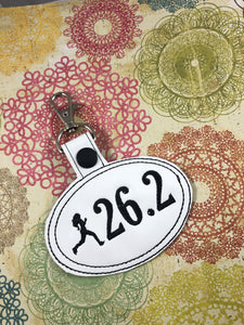Marathon 26.2 Running Girl snap tab - Backpack/Keyfob tag embroidery design