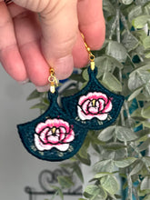 Peonies Chandelier FSL Earrings - In the Hoop Freestanding Lace Earrings