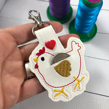 Chicken snap tab QUARTER KEEPER embroidery design