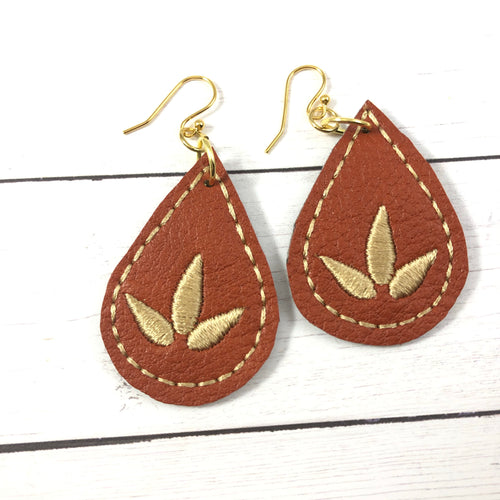 Lotus Blossom Teardrop Earrings embroidery design