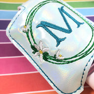 Rain Lily Monogram Frame Hand Sanitizer Holder for 2 oz Bottles Snap Tab In the Hoop Embroidery Project