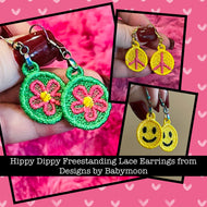 Hippy Dippy Bundle Set or FOUR FSL Earrings - In the Hoop Freestanding Lace Earrings - Four Sets
