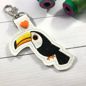 Toucan snap tab In the Hoop embroidery design
