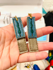 Forest Tree Bar Layer Earrings embroidery design