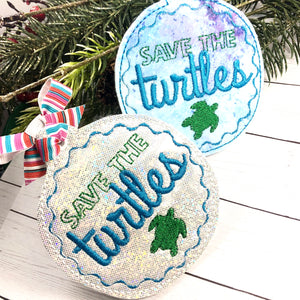 Save the Turtles Christmas Ornament for 4x4 hoops