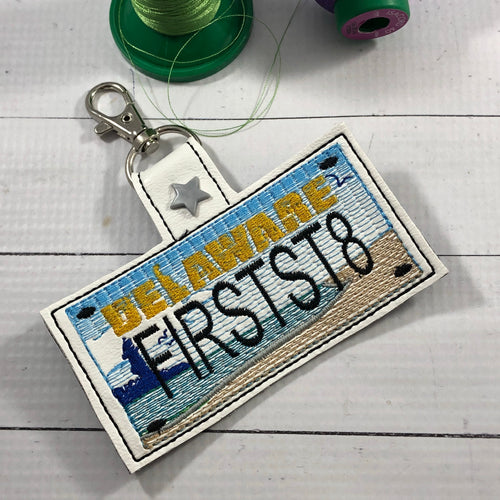 Delaware Plate Embroidery Snap Tab