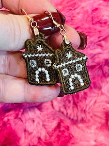 Gingerbread House Earrings for 4x4 hoops - Freestanding Lace