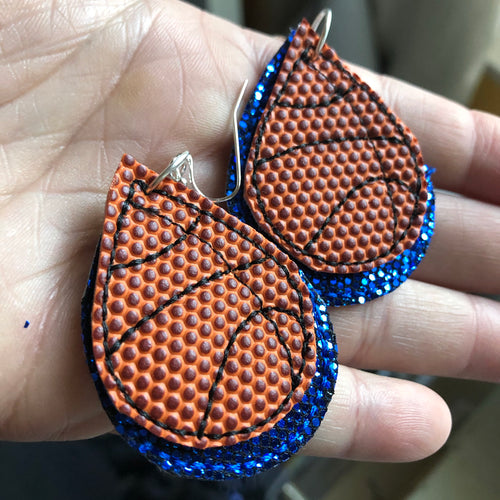 Conception de broderie de boucles d’oreilles en forme de larme de couture de basket-ball