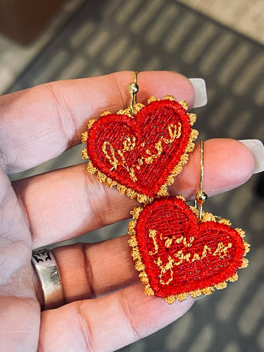 Be Mine I'm Yours Heart FSL Earrings-In the Hoop Freestanding Lace Earrings