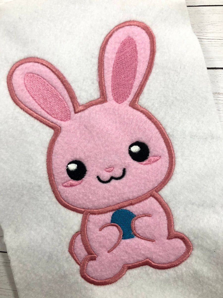 Kawaii Bunny Applique Design - 4x4 5x7 Cute Rabbit Applique – Designs ...