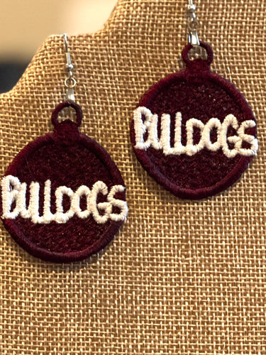 BULLDOGS FSL Earrings - In the Hoop Freestanding Lace Earrings