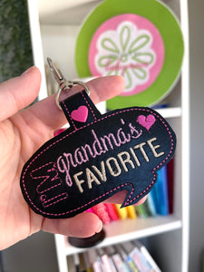 Grandma’s Favorite snap tab embroidery design