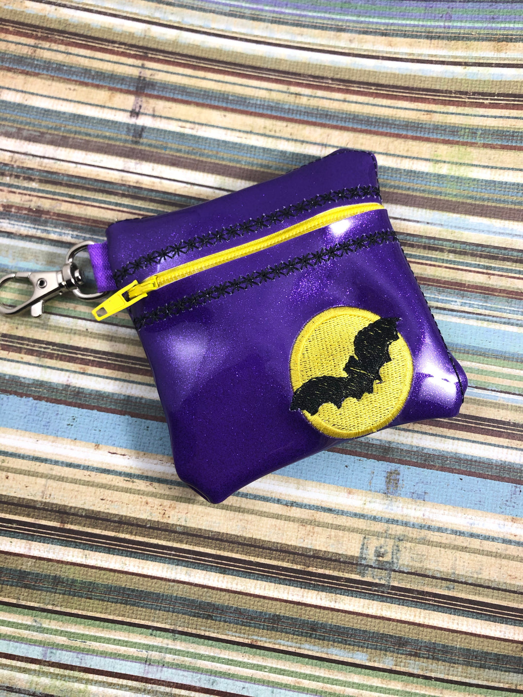 Bat Across the Harvest Moon Zipper Pouch 4x4