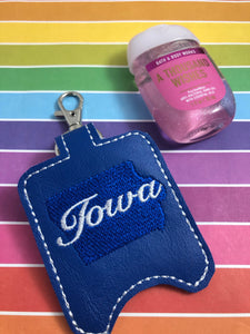 Iowa Hand Sanitizer Holder Snap Tab Version In the Hoop Embroidery Project 1 oz BBW for 5x7 hoops