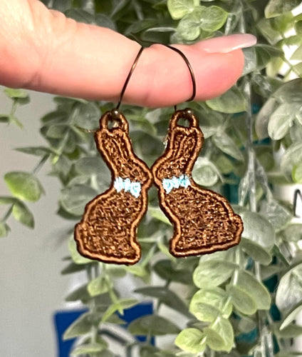 Boucles d’oreilles Chocolate Bunny FSL - Boucles d’oreilles en dentelle autoportantes In the Hoop