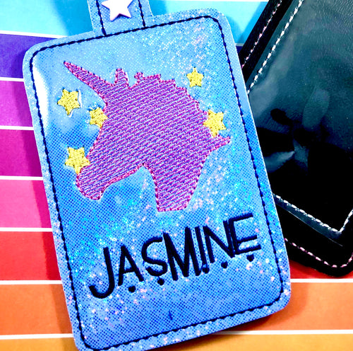 Unicorn and Stars Double Sided Luggage Tag Design for 5x7 Hoops