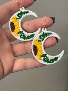 Sunflower Moon FSL Earrings - In the Hoop Freestanding Lace Earrings