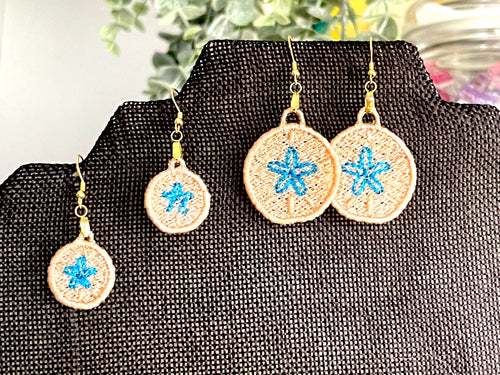 Sand Dollar FSL Earrings - In the Hoop Freestanding Lace Earrings