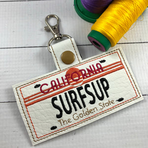 California VINTAGE Plate Embroidery Snap Tab