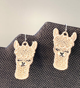 Alpaca FSL Earrings - In the Hoop Freestanding Lace Earrings