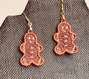 Boucles d’oreilles Gingerbread FSL - Boucles d’oreilles en dentelle autoportantes In the Hoop