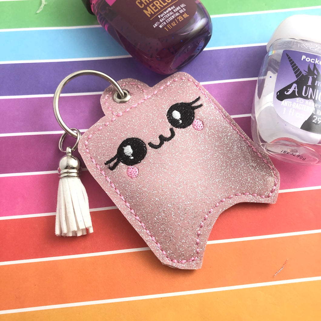 Sweet Happy Hand Sanitizer Holder Eyelet Version Dans le projet de broderie Hoop 1 oz BBW pour cerceaux 4x4