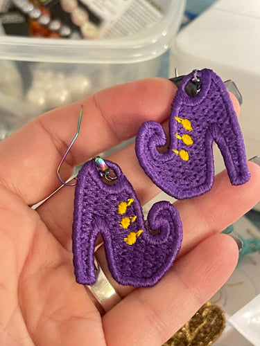 Boucles d’oreilles Witch Shoes FSL - Boucles d’oreilles en dentelle autoportantes In the Hoop