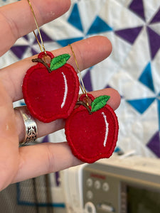Apple FSL Earrings - In the Hoop Freestanding Lace Earrings