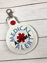 Medical Alert Asthma snap tab embroidery design