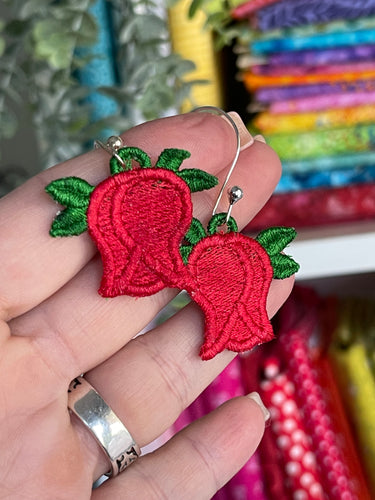 Rosebud FSL Earrings - In the Hoop Freestanding Lace Earrings