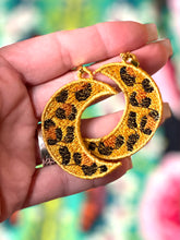 Leopard Cheetah Print Moon FSL Earrings - In the Hoop Freestanding Lace Earrings