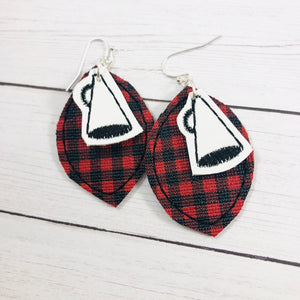 Megaphone and Leaf Layers Earrings and Pendant embroidery design