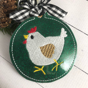 Funky Chicken Christmas Ornament for 4x4 hoops