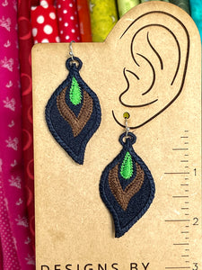 Peacock Style FSL Earrings - In the Hoop Freestanding Lace Earrings