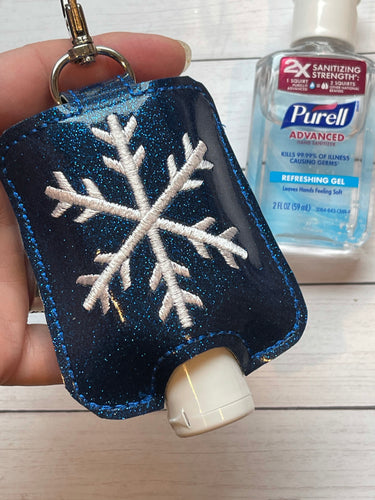 Snowflake Hand Sanitizer Holder for 2 oz Bottles Snap Tab In the Hoop Embroidery Project