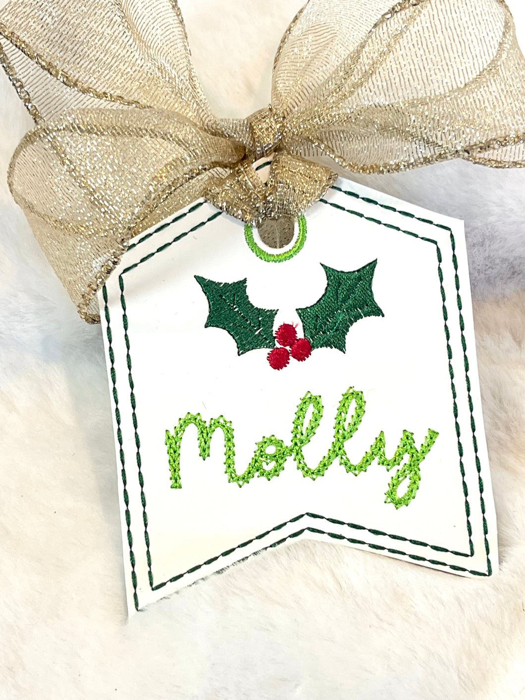 Holly Flag Tag - Personalizable Tag