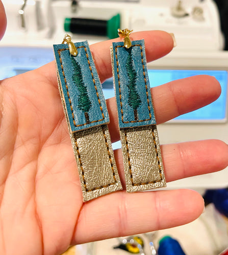 Forest Tree Bar Layer Earrings embroidery design