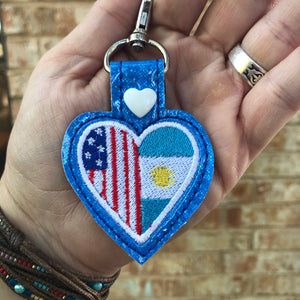 Argentine Amérique LOVE snap tab In The Hoop motif de broderie