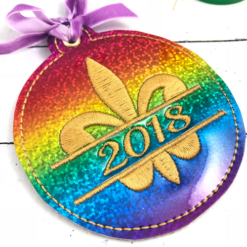 Fleur De Lis 2018 Christmas Ornament for 4x4 hoops