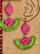 Watermelon FSL Fringe Earrings - In the Hoop Freestanding Lace Earrings