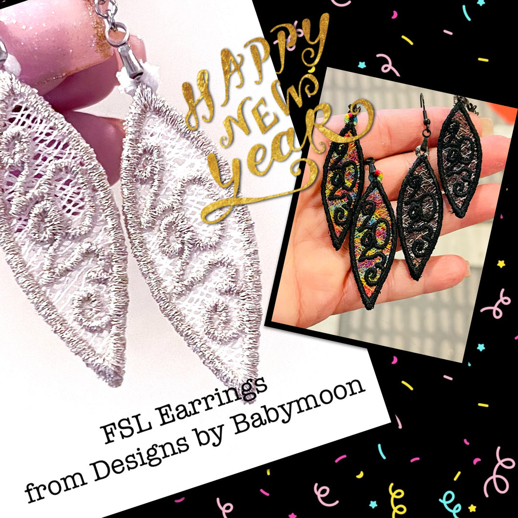 2023 Wedge FSL Earrings - In the Hoop Freestanding Lace Earrings
