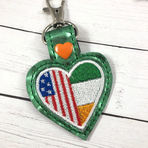 Ireland America LOVE snap tab In The Hoop embroidery design