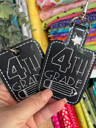 Grade School Tags and Eyelets - 4th Grade- 4x4 and 5x7 Hoops - 4 Designs Included