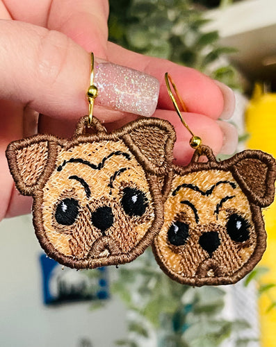 Pug Face FSL Earrings - In the Hoop Freestanding Lace Earrings